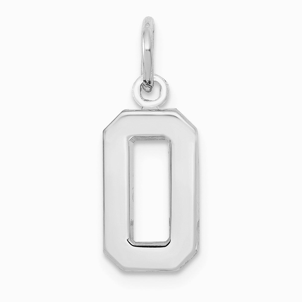 14K White Gold 14kw Small Polished Number 0 Charm - Product Photo