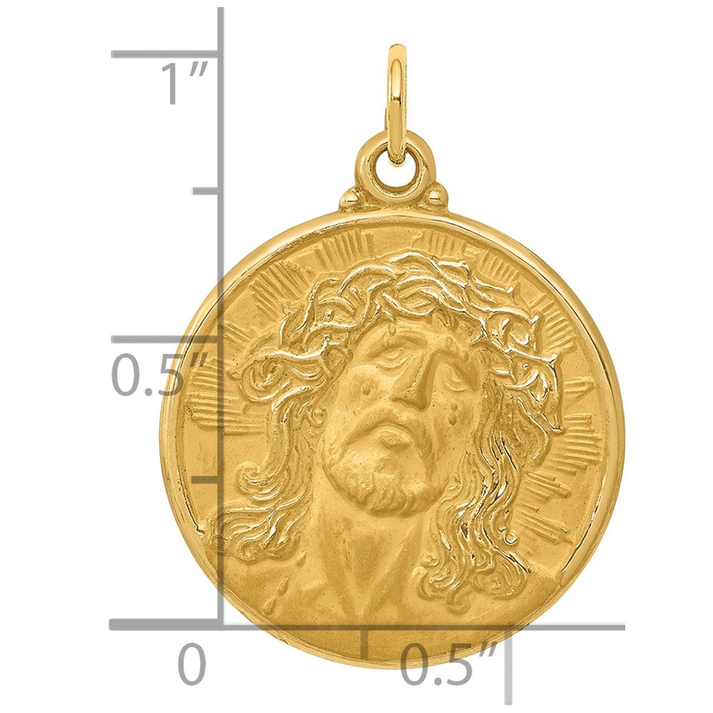 14K Yellow Gold Jesus Medal Pendant - Product Photo