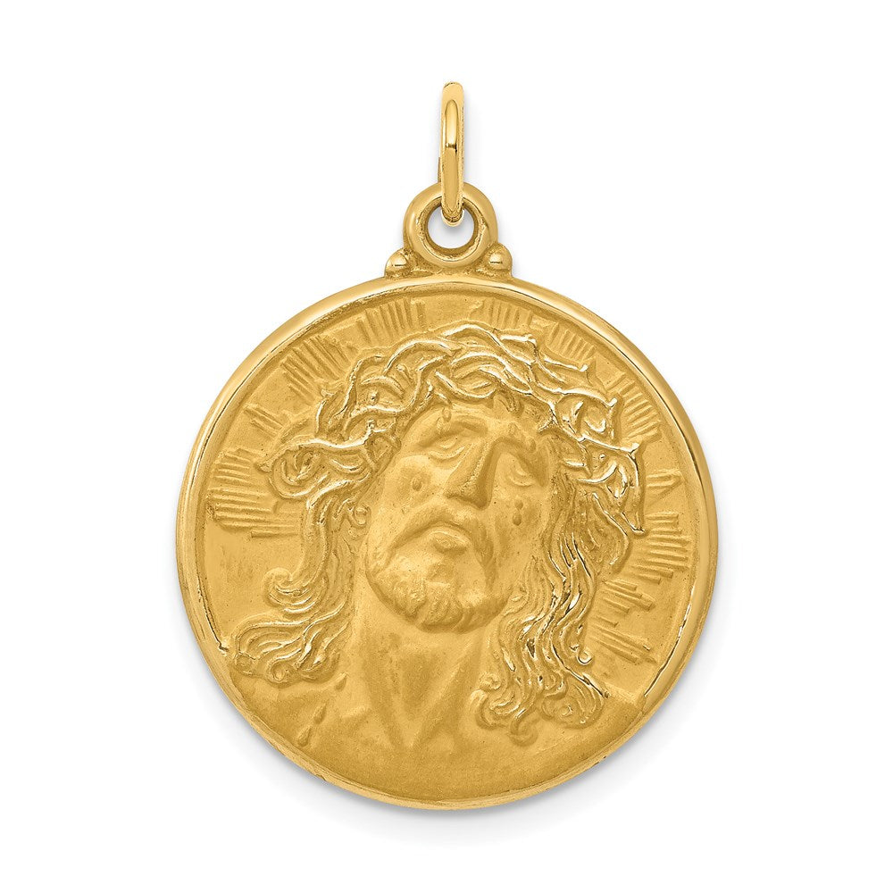 14K Yellow Gold Jesus Medal Pendant - Product Photo