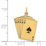 14k Enameled Royal Flush Playing Cards Charm - Product Photo