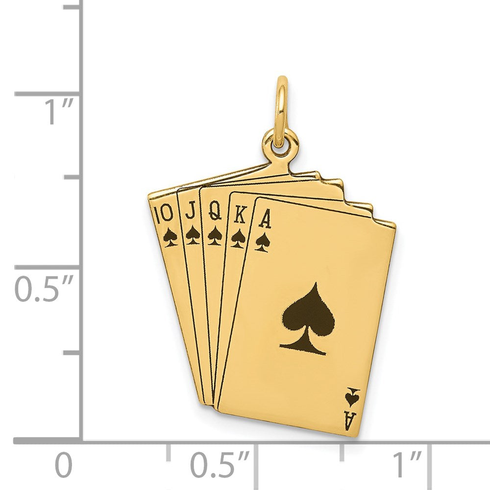14k Enameled Royal Flush Playing Cards Charm - Product Photo