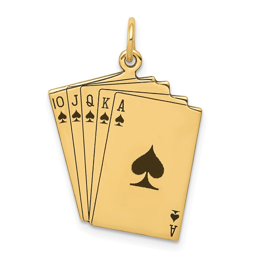 14k Enameled Royal Flush Playing Cards Charm - Product Photo