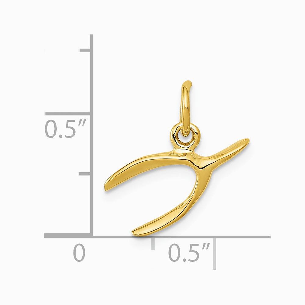 14K Yellow Gold Wishbone Charm - Product Photo