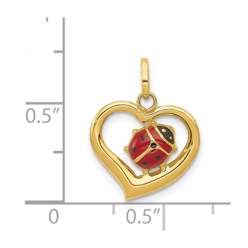 14k Enameled Ladybug in Heart Charm - Product Photo