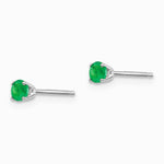 14K White Gold 3mm Emerald Stud Earrings - Product Photo