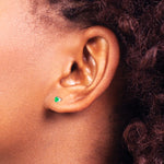 14K White Gold 3mm Emerald Stud Earrings - Product Photo