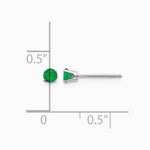 14K White Gold 3mm Emerald Stud Earrings - Product Photo