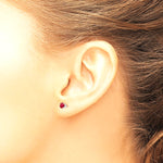 14K White Gold 4mm Ruby Stud Earrings - Product Photo