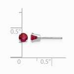 14K White Gold 4mm Ruby Stud Earrings - Product Photo