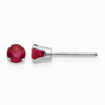 14K White Gold 4mm Ruby Stud Earrings - Product Photo