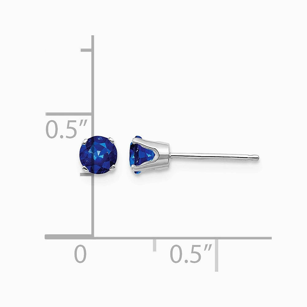 14K White Gold 4mm Sapphire Stud Earrings - Product Photo