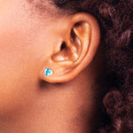 14K White Gold 5 mm Blue Topaz Stud Earrings - Product Photo