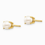 14K Yellow Gold 4.5mm Round June/Freshwater Cultured Pearl Post Earrings - Product Photo