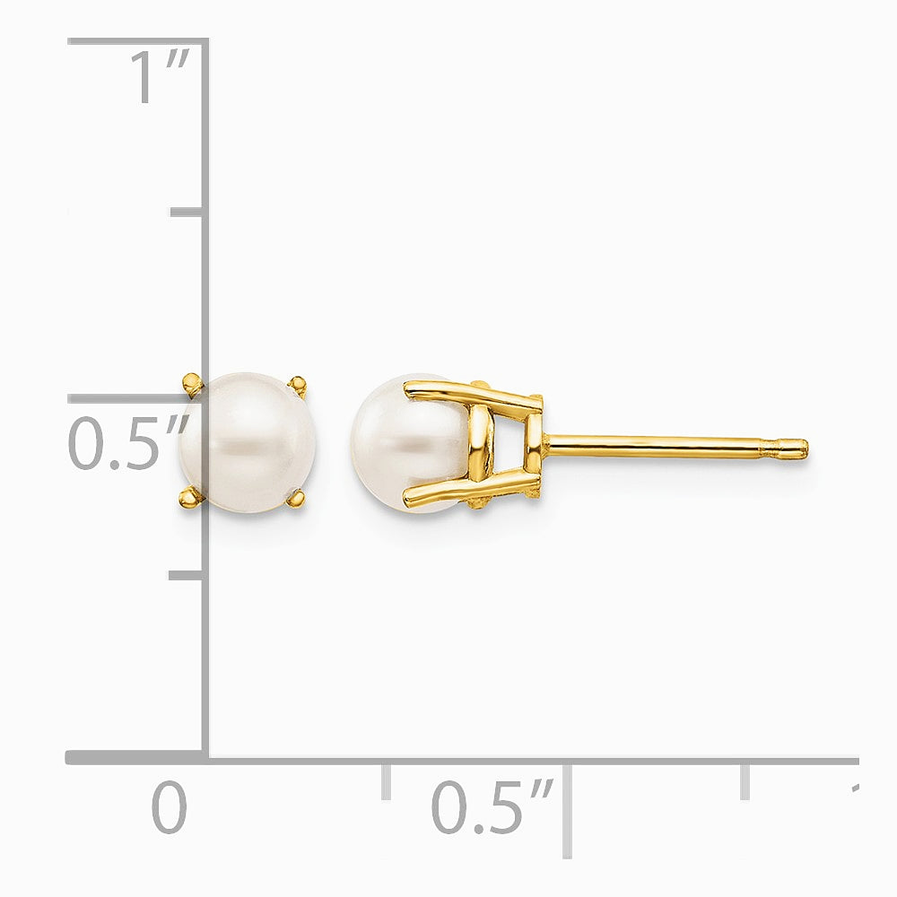 14K Yellow Gold 4.5mm Round June/Freshwater Cultured Pearl Post Earrings - Product Photo
