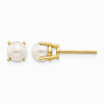 14K Yellow Gold 4.5mm Round June/Freshwater Cultured Pearl Post Earrings - Product Photo