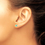 14K White Gold 4mm Bezel May/Emerald Post Earrings - Product Photo