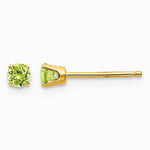 14K Yellow Gold 3mm August/Peridot Post Earrings - Product Photo
