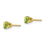 14K Yellow Gold 4mm August/Peridot Post Earrings - Product Photo