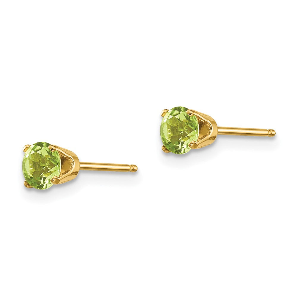 14K Yellow Gold 4mm August/Peridot Post Earrings - Product Photo