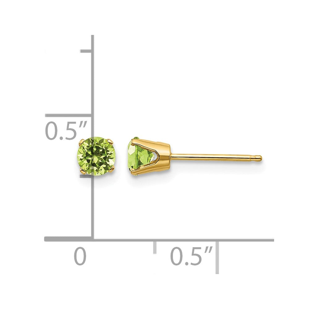 14K Yellow Gold 4mm August/Peridot Post Earrings - Product Photo