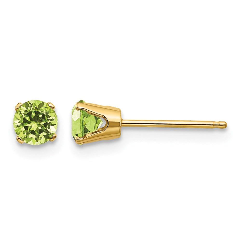 14K Yellow Gold 4mm August/Peridot Post Earrings - Product Photo