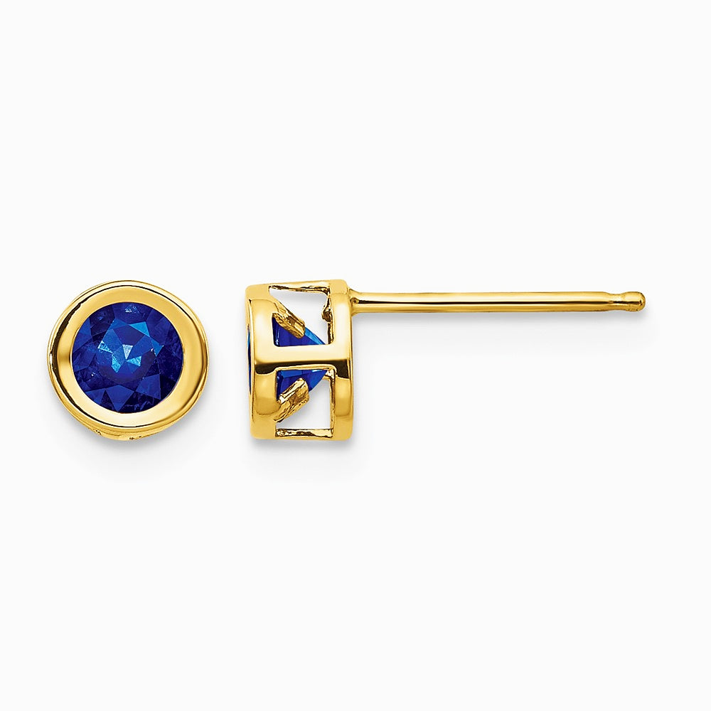 14K Yellow Gold Sapphire Earrings - September