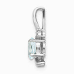 14K White Gold Aquamarine and Diamond Pendant - Product Photo