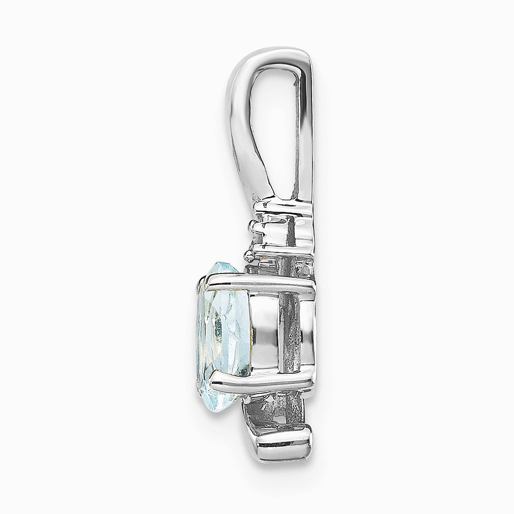 14K White Gold Aquamarine and Diamond Pendant - Product Photo