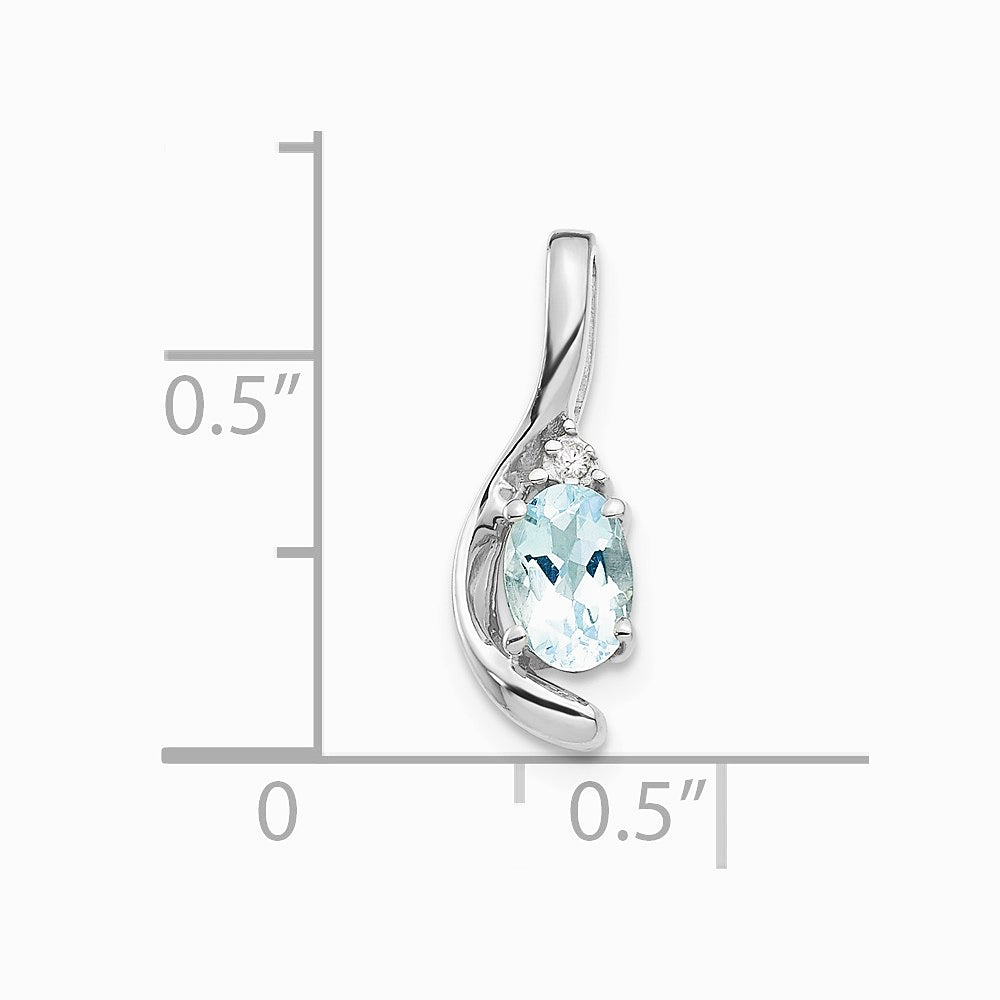 14K White Gold Aquamarine and Diamond Pendant - Product Photo