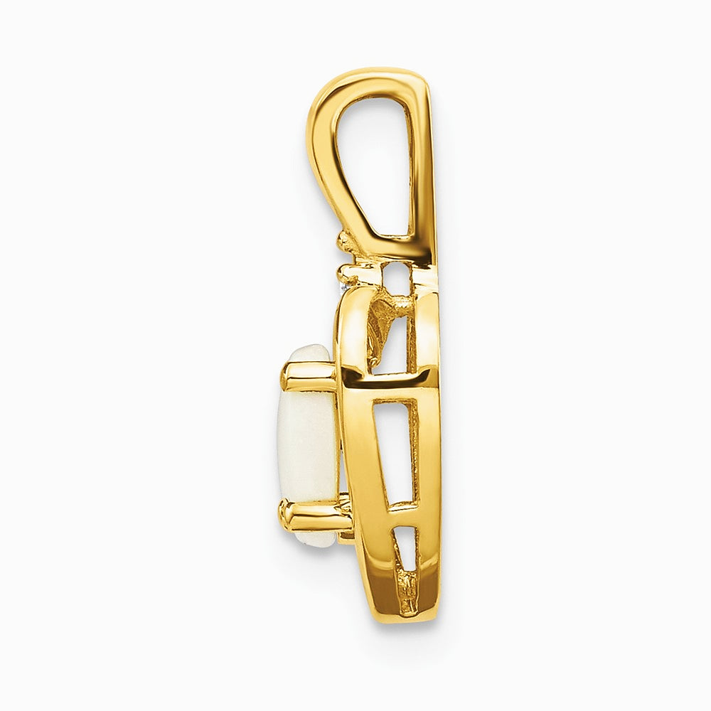 10K / 14K Yellow Gold Diamond and Opal Pendant - Product Photo