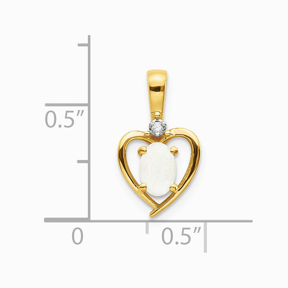 10K / 14K Yellow Gold Diamond and Opal Pendant - Product Photo