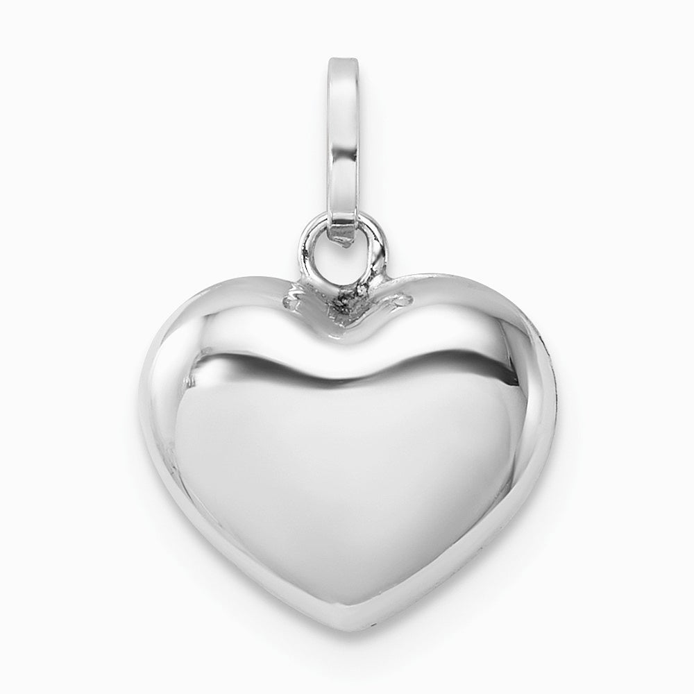 14K White Gold 3D Puffed Heart Pendant - Product Photo