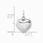 14K White Gold 3D Puffed Heart Pendant - Product Photo