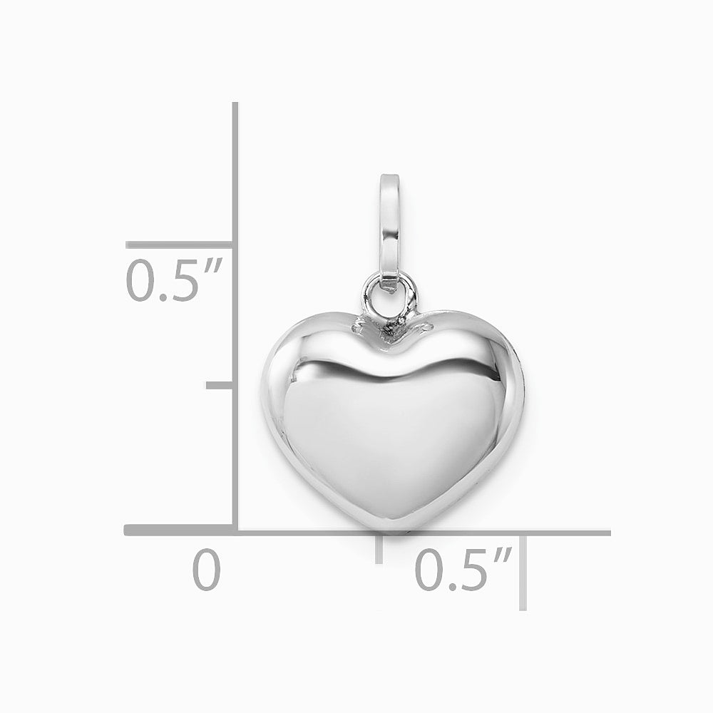 14K White Gold 3D Puffed Heart Pendant - Product Photo