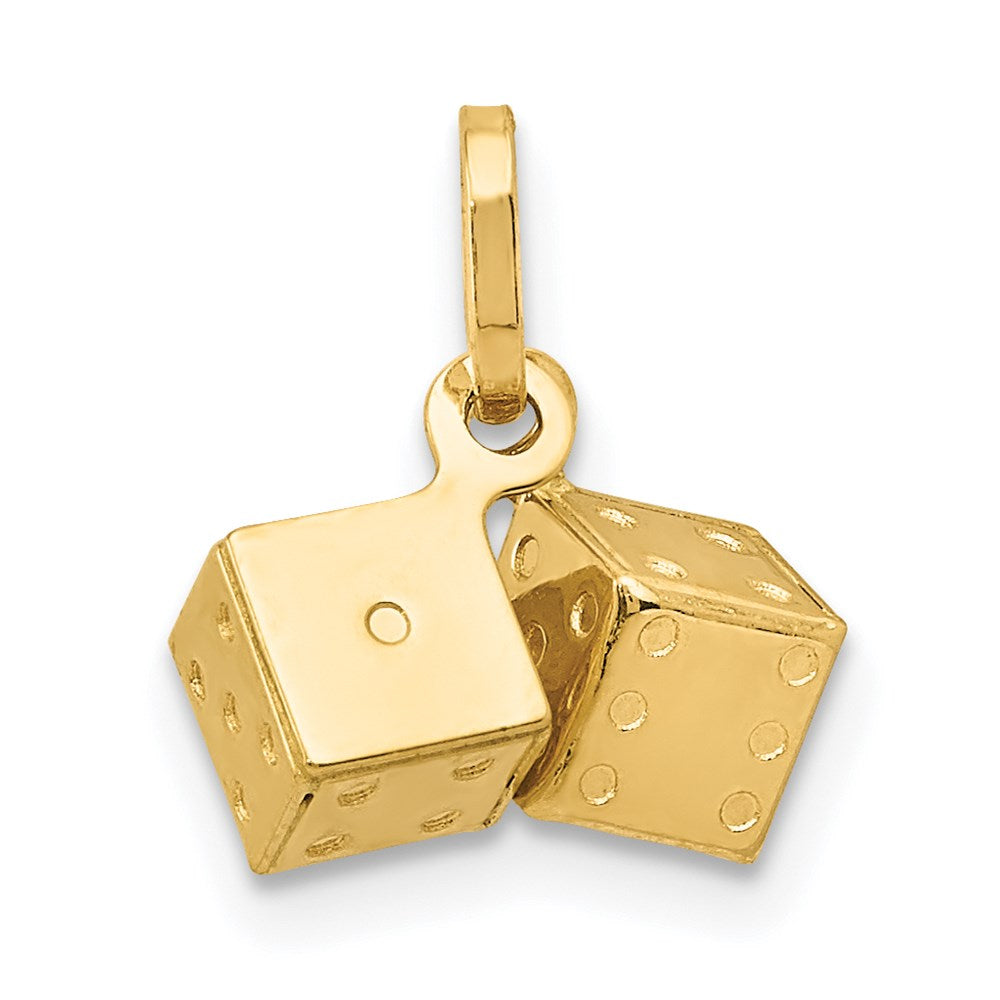 14K Yellow Gold 3D Dice Charm