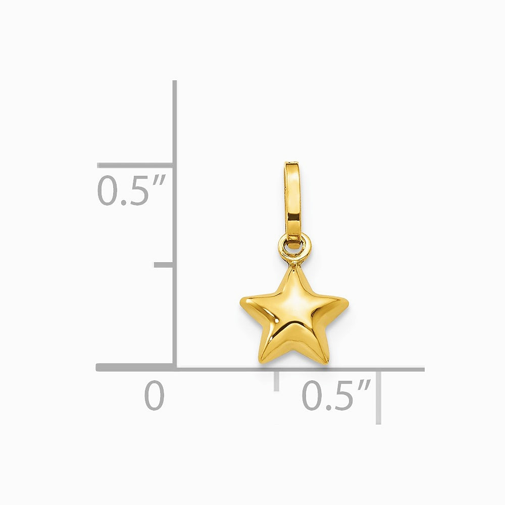 14K Yellow Gold 3D Puffed Star Charm - Product Photo