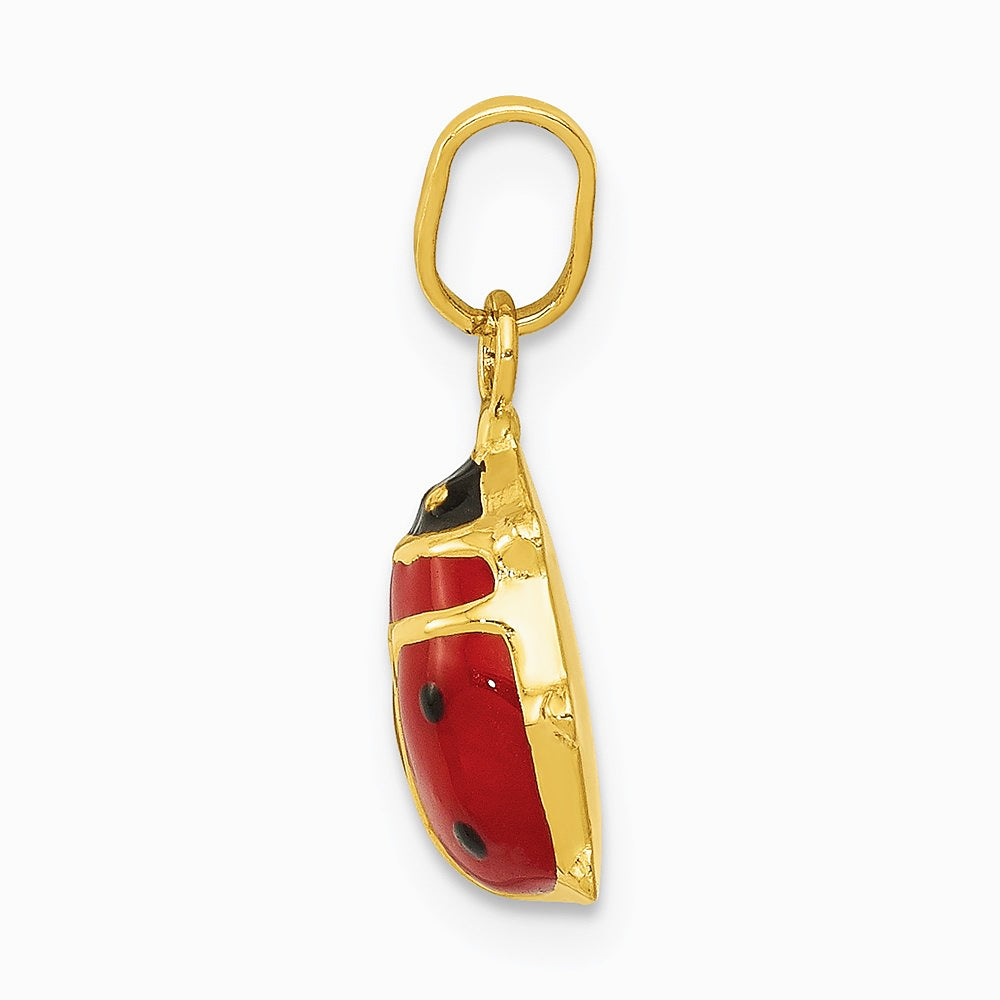 14K Yellow Gold Red Enameled Ladybug Charm - Product Photo