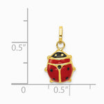 14K Yellow Gold Red Enameled Ladybug Charm - Product Photo