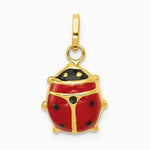 14K Yellow Gold Red Enameled Ladybug Charm - Product Photo