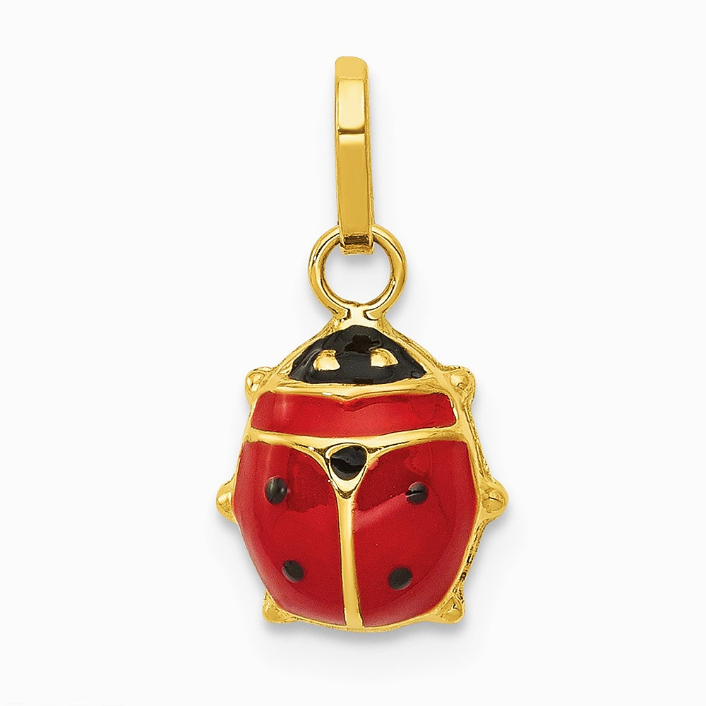 14K Yellow Gold Enameled Ladybug Charm - Product Photo