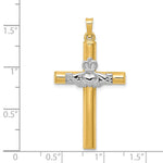 14K Two-tone Claddagh Cross Pendant - Product Photo
