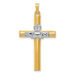 14K Two-tone Claddagh Cross Pendant - Product Photo