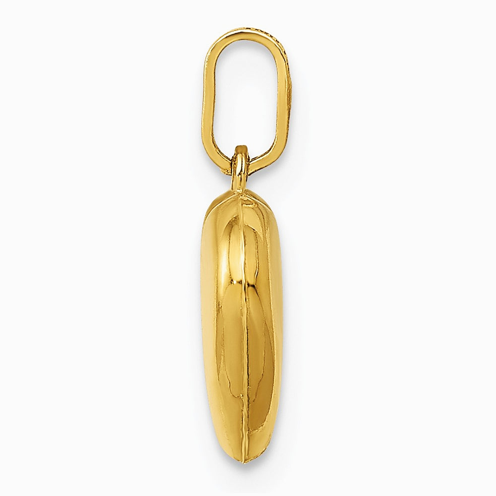 14K Yellow Gold Polished 3-D Puffed Heart Pendant - Product Photo