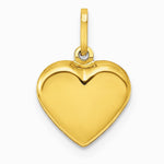 14K Yellow Gold Polished 3-D Puffed Heart Pendant - Product Photo