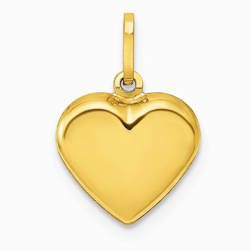 14K Yellow Gold Polished 3-D Puffed Heart Pendant - Product Photo
