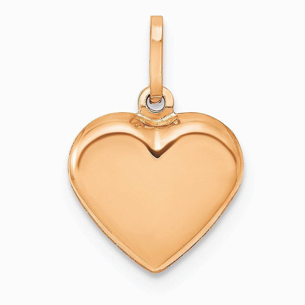 14K Rose Gold Polished 3-D Heart Pendant