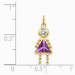10K / 14K Yellow Gold February Girl Birthstone Charm - Product Photo