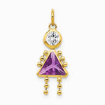10K / 14K Yellow Gold February Girl Birthstone Charm - Product Photo