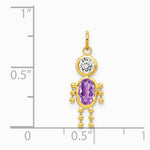 10K / 14K Yellow Gold February Boy Birthstone Charm - Product Photo