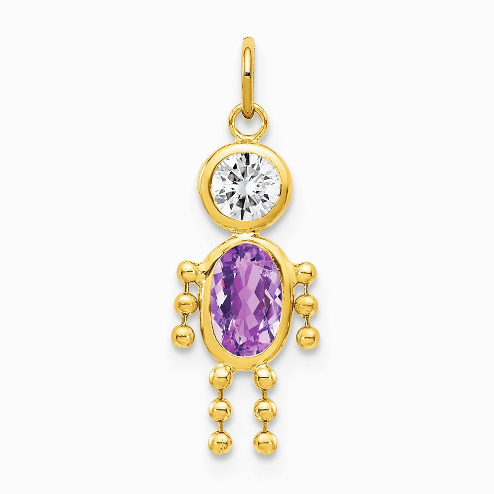 10K / 14K Yellow Gold February Boy Birthstone Charm - Product Photo